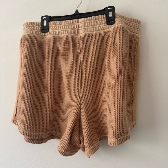 Aerie Waffle Knit Cotton Lounge Shorts Light Caramel Brown Extra Large XL - Picture 8 of 8